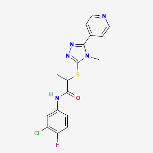 N-(3-chloro-4-fluorophenyl)-2-{[4-methyl-5-(4-pyridinyl)-4H-1,2,4-triazol-3-yl]thio}propanamide