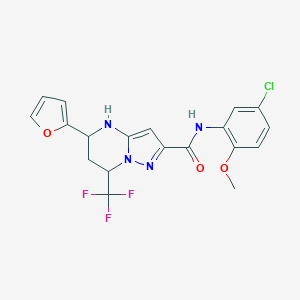 molecular formula C19H16ClF3N4O3 B443789 N-(5-chloro-2-methoxyphenyl)-5-(2-furyl)-7-(trifluoromethyl)-4,5,6,7-tetrahydropyrazolo[1,5-a]pyrimidine-2-carboxamide 