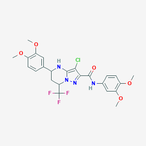 3-chloro-N,5-bis(3,4-dimethoxyphenyl)-7-(trifluoromethyl)-4,5,6,7-tetrahydropyrazolo[1,5-a]pyrimidine-2-carboxamide