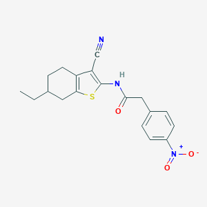 molecular formula C19H19N3O3S B443798 N-(3-cyano-6-ethyl-4,5,6,7-tetrahydro-1-benzothiophen-2-yl)-2-(4-nitrophenyl)acetamide 