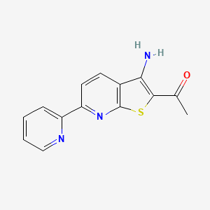 1-[3-amino-6-(2-pyridinyl)thieno[2,3-b]pyridin-2-yl]ethanone