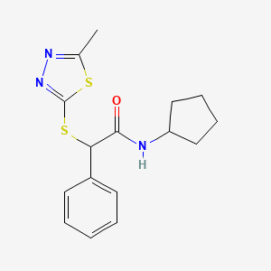 molecular formula C16H19N3OS2 B4437984 N-cyclopentyl-2-[(5-methyl-1,3,4-thiadiazol-2-yl)thio]-2-phenylacetamide 
