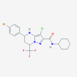molecular formula C20H21BrClF3N4O B443799 5-(4-bromophenyl)-3-chloro-N-cyclohexyl-7-(trifluoromethyl)-4,5,6,7-tetrahydropyrazolo[1,5-a]pyrimidine-2-carboxamide CAS No. 312935-19-6