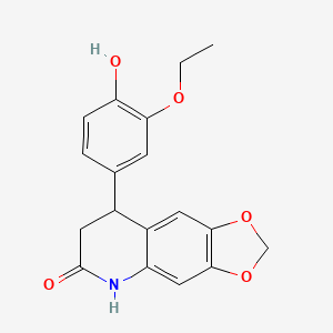 molecular formula C18H17NO5 B4437994 8-(3-ethoxy-4-hydroxyphenyl)-7,8-dihydro[1,3]dioxolo[4,5-g]quinolin-6(5H)-one 