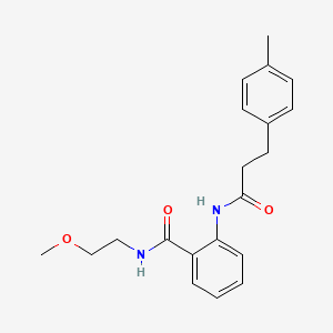 molecular formula C20H24N2O3 B4438096 N-(2-methoxyethyl)-2-{[3-(4-methylphenyl)propanoyl]amino}benzamide 
