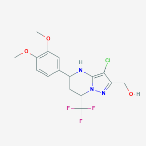 molecular formula C16H17ClF3N3O3 B443810 [3-Chloro-5-(3,4-dimethoxyphenyl)-7-(trifluoromethyl)-4,5,6,7-tetrahydropyrazolo[1,5-a]pyrimidin-2-yl]methanol 