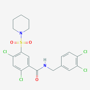 molecular formula C19H18Cl4N2O3S B443816 2,4-dichloro-N-(3,4-dichlorobenzyl)-5-(1-piperidinylsulfonyl)benzamide 