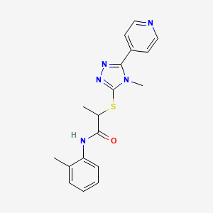 molecular formula C18H19N5OS B4438168 N-(2-methylphenyl)-2-{[4-methyl-5-(4-pyridinyl)-4H-1,2,4-triazol-3-yl]thio}propanamide 