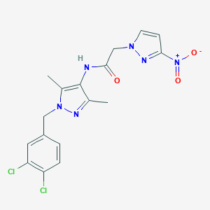 molecular formula C17H16Cl2N6O3 B443820 N-[1-(3,4-dichlorobenzyl)-3,5-dimethyl-1H-pyrazol-4-yl]-2-(3-nitro-1H-pyrazol-1-yl)acetamide 