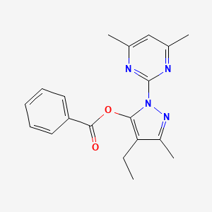 molecular formula C19H20N4O2 B4438230 1-(4,6-dimethyl-2-pyrimidinyl)-4-ethyl-3-methyl-1H-pyrazol-5-yl benzoate 