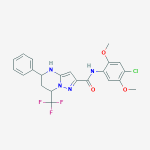 molecular formula C22H20ClF3N4O3 B443827 N-(4-chloro-2,5-dimethoxyphenyl)-5-phenyl-7-(trifluoromethyl)-4,5,6,7-tetrahydropyrazolo[1,5-a]pyrimidine-2-carboxamide CAS No. 351438-37-4