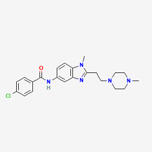 molecular formula C22H26ClN5O B4438286 4-chloro-N-{1-methyl-2-[2-(4-methyl-1-piperazinyl)ethyl]-1H-benzimidazol-5-yl}benzamide 