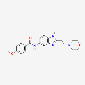molecular formula C22H26N4O3 B4438309 4-methoxy-N-{1-methyl-2-[2-(4-morpholinyl)ethyl]-1H-benzimidazol-5-yl}benzamide 
