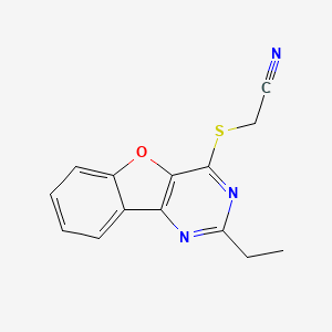 molecular formula C14H11N3OS B4438323 [(2-ethyl[1]benzofuro[3,2-d]pyrimidin-4-yl)thio]acetonitrile 