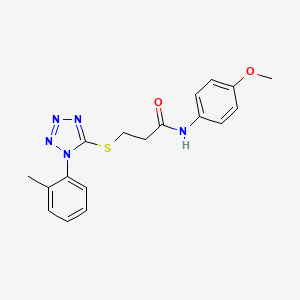 molecular formula C18H19N5O2S B4438336 N-(4-methoxyphenyl)-3-{[1-(2-methylphenyl)-1H-tetrazol-5-yl]thio}propanamide 