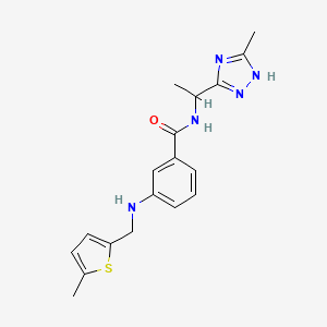molecular formula C18H21N5OS B4438358 3-{[(5-methyl-2-thienyl)methyl]amino}-N-[1-(5-methyl-4H-1,2,4-triazol-3-yl)ethyl]benzamide 