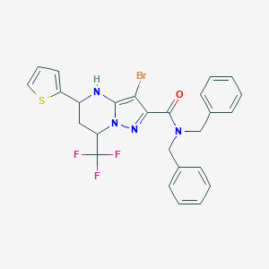 molecular formula C26H22BrF3N4OS B443836 N,N-dibenzyl-3-bromo-5-(thiophen-2-yl)-7-(trifluoromethyl)-4,5,6,7-tetrahydropyrazolo[1,5-a]pyrimidine-2-carboxamide 