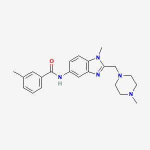 molecular formula C22H27N5O B4438378 3-methyl-N-{1-methyl-2-[(4-methyl-1-piperazinyl)methyl]-1H-benzimidazol-5-yl}benzamide 