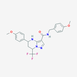 molecular formula C23H23F3N4O3 B443839 N-(4-methoxybenzyl)-5-(4-methoxyphenyl)-7-(trifluoromethyl)-4,5,6,7-tetrahydropyrazolo[1,5-a]pyrimidine-3-carboxamide 