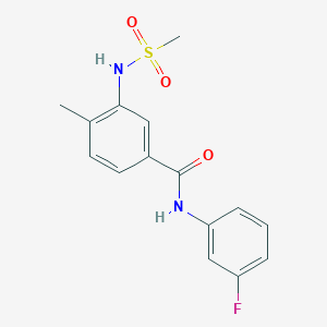 molecular formula C15H15FN2O3S B4438436 N-(3-fluorophenyl)-4-methyl-3-[(methylsulfonyl)amino]benzamide 