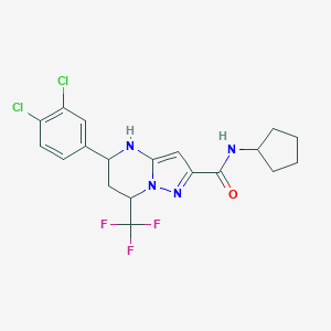 molecular formula C19H19Cl2F3N4O B443844 N-cyclopentyl-5-(3,4-dichlorophenyl)-7-(trifluoromethyl)-4,5,6,7-tetrahydropyrazolo[1,5-a]pyrimidine-2-carboxamide 