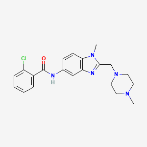 molecular formula C21H24ClN5O B4438444 2-chloro-N-{1-methyl-2-[(4-methyl-1-piperazinyl)methyl]-1H-benzimidazol-5-yl}benzamide 