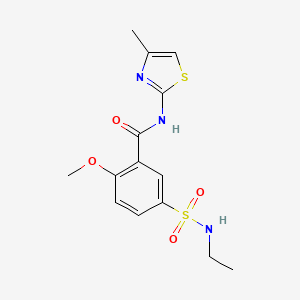 molecular formula C14H17N3O4S2 B4438452 5-[(ethylamino)sulfonyl]-2-methoxy-N-(4-methyl-1,3-thiazol-2-yl)benzamide 