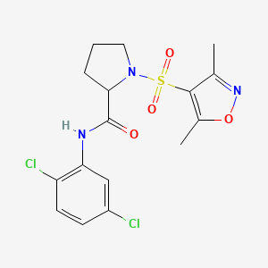 molecular formula C16H17Cl2N3O4S B4438464 N-(2,5-dichlorophenyl)-1-[(3,5-dimethyl-4-isoxazolyl)sulfonyl]prolinamide 