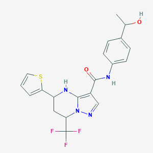 molecular formula C20H19F3N4O2S B443847 N-[4-(1-hydroxyethyl)phenyl]-5-(2-thienyl)-7-(trifluoromethyl)-4,5,6,7-tetrahydropyrazolo[1,5-a]pyrimidine-3-carboxamide 
