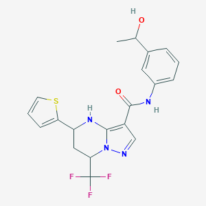molecular formula C20H19F3N4O2S B443848 N-[3-(1-hydroxyethyl)phenyl]-5-(2-thienyl)-7-(trifluoromethyl)-4,5,6,7-tetrahydropyrazolo[1,5-a]pyrimidine-3-carboxamide 