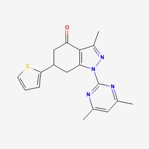 molecular formula C18H18N4OS B4438495 1-(4,6-dimethyl-2-pyrimidinyl)-3-methyl-6-(2-thienyl)-1,5,6,7-tetrahydro-4H-indazol-4-one 