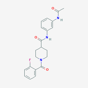molecular formula C21H22FN3O3 B4438542 N-[3-(acetylamino)phenyl]-1-(2-fluorobenzoyl)-4-piperidinecarboxamide 