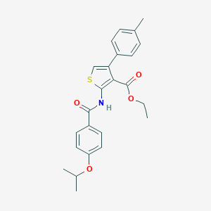 molecular formula C24H25NO4S B443862 Ethyl 2-[(4-isopropoxybenzoyl)amino]-4-(4-methylphenyl)-3-thiophenecarboxylate 