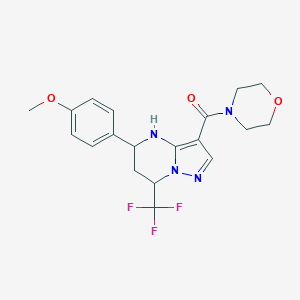 molecular formula C19H21F3N4O3 B443863 5-(4-Methoxyphenyl)-3-(4-morpholinylcarbonyl)-7-(trifluoromethyl)-4,5,6,7-tetrahydropyrazolo[1,5-a]pyrimidine 
