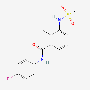 molecular formula C15H15FN2O3S B4438631 N-(4-fluorophenyl)-2-methyl-3-[(methylsulfonyl)amino]benzamide 
