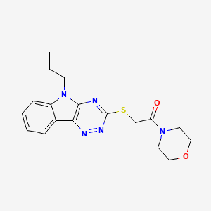 molecular formula C18H21N5O2S B4438651 3-{[2-(4-morpholinyl)-2-oxoethyl]thio}-5-propyl-5H-[1,2,4]triazino[5,6-b]indole 