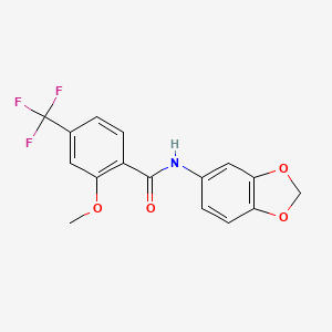 molecular formula C16H12F3NO4 B4438655 N-1,3-benzodioxol-5-yl-2-methoxy-4-(trifluoromethyl)benzamide 