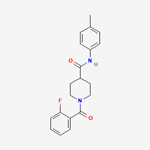 molecular formula C20H21FN2O2 B4438702 1-(2-fluorobenzoyl)-N-(4-methylphenyl)-4-piperidinecarboxamide 