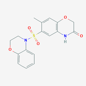 molecular formula C17H16N2O5S B4438788 6-(2,3-dihydro-4H-1,4-benzoxazin-4-ylsulfonyl)-7-methyl-2H-1,4-benzoxazin-3(4H)-one 