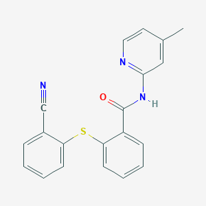 molecular formula C20H15N3OS B4438796 2-[(2-cyanophenyl)thio]-N-(4-methyl-2-pyridinyl)benzamide 