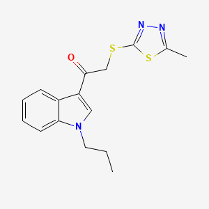 molecular formula C16H17N3OS2 B4438818 2-[(5-methyl-1,3,4-thiadiazol-2-yl)thio]-1-(1-propyl-1H-indol-3-yl)ethanone 