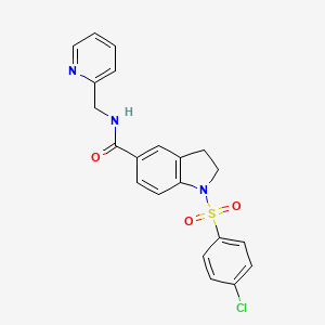 molecular formula C21H18ClN3O3S B4438827 1-[(4-chlorophenyl)sulfonyl]-N-(2-pyridinylmethyl)-5-indolinecarboxamide 