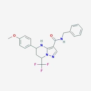 molecular formula C22H21F3N4O2 B443883 N-benzyl-5-(4-methoxyphenyl)-7-(trifluoromethyl)-4,5,6,7-tetrahydropyrazolo[1,5-a]pyrimidine-3-carboxamide 