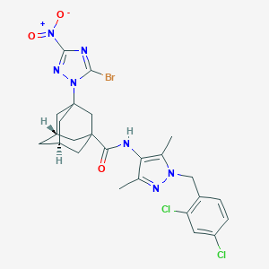 molecular formula C25H26BrCl2N7O3 B443884 3-{5-bromo-3-nitro-1H-1,2,4-triazol-1-yl}-N-[1-(2,4-dichlorobenzyl)-3,5-dimethyl-1H-pyrazol-4-yl]-1-adamantanecarboxamide 
