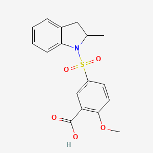 molecular formula C17H17NO5S B4438870 2-methoxy-5-[(2-methyl-2,3-dihydro-1H-indol-1-yl)sulfonyl]benzoic acid 