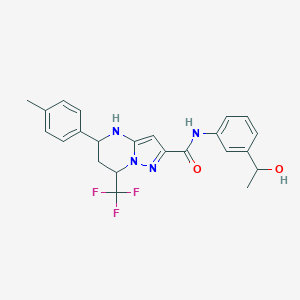 molecular formula C23H23F3N4O2 B443888 N-[3-(1-hydroxyethyl)phenyl]-5-(4-methylphenyl)-7-(trifluoromethyl)-4,5,6,7-tetrahydropyrazolo[1,5-a]pyrimidine-2-carboxamide 