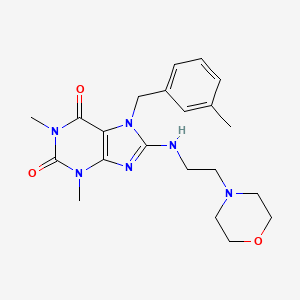 molecular formula C21H28N6O3 B4438882 1,3-dimethyl-7-(3-methylbenzyl)-8-{[2-(4-morpholinyl)ethyl]amino}-3,7-dihydro-1H-purine-2,6-dione 