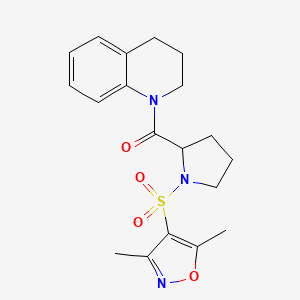 molecular formula C19H23N3O4S B4438883 1-{1-[(3,5-dimethyl-4-isoxazolyl)sulfonyl]prolyl}-1,2,3,4-tetrahydroquinoline 
