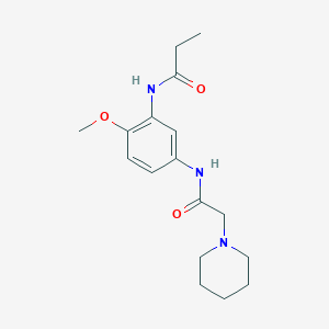 molecular formula C17H25N3O3 B4438902 N-{2-methoxy-5-[(1-piperidinylacetyl)amino]phenyl}propanamide 