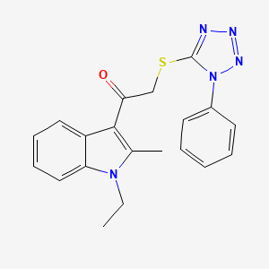 molecular formula C20H19N5OS B4438927 1-(1-ethyl-2-methyl-1H-indol-3-yl)-2-[(1-phenyl-1H-tetrazol-5-yl)thio]ethanone 